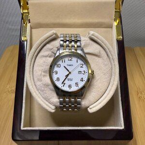 Timex Easy Reader Two-Tone Calendar Watch w/ Stretch Band, 39mm